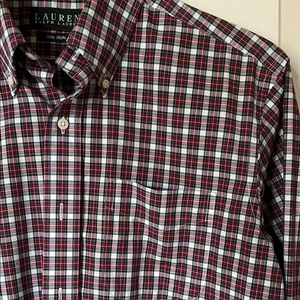 Lauren Ralph Lauren Men's Casual Red Plaid Shirt No Iron 15 32